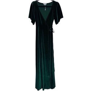 Baltic Born Maxi Wrap Velvet Dress XS Emerald Green Meghan Wedding Holiday Party